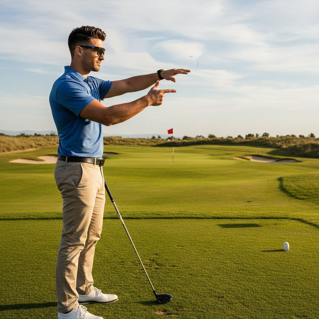 Golfer judging distance to the pin with ShadesCaddie